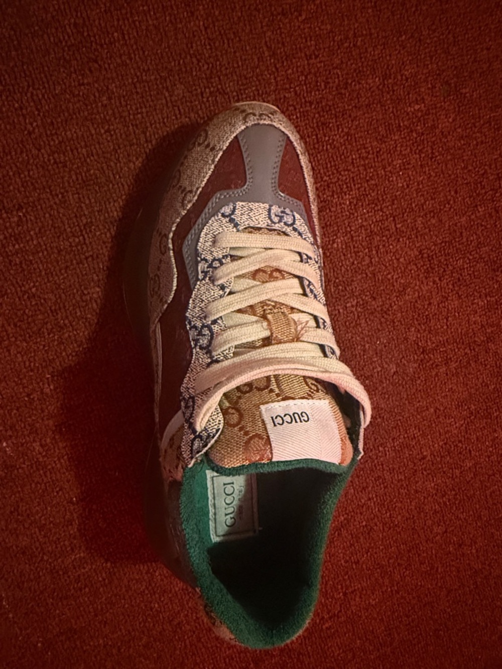 Gucci Brown Multicolor GG Pattern Chunky Sneakers - Picture 2 of 7